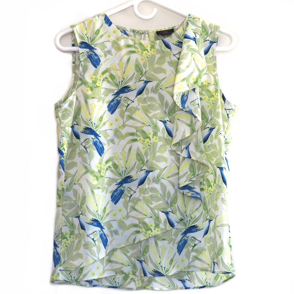 Ann Taylor Factory Bird Printed Sleeveless Blouse
